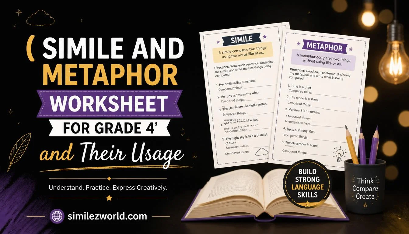 simile and metaphor worksheet for grade 4