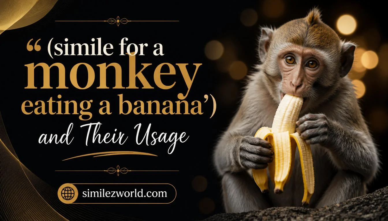 simile for a monkey eating a banana